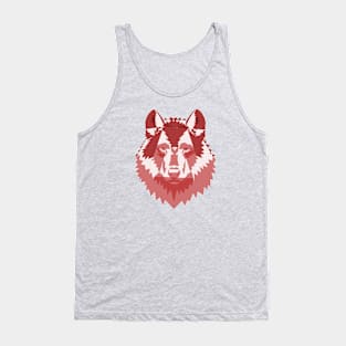 Geometric Red Wolf Tank Top